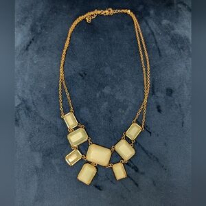 Gold Tone & Light Blue/Green Stones Double Strand Bib Necklace Length 19" + 3"